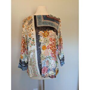 Soft Surroundings Ashbury Velvet Tunic Top Sz PL Floral Romantic Boho Patchwork